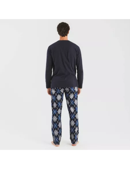 Pijama homem flanela Roldan azul marinho
