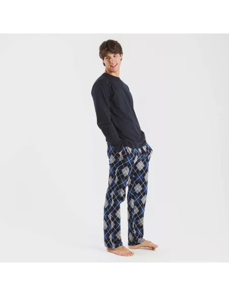 Pijama homem flanela Roldan azul marinho