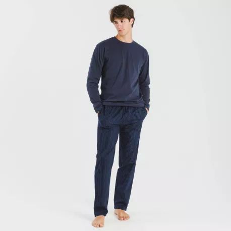 Pijama homem flanela Raya Derek azul marinho