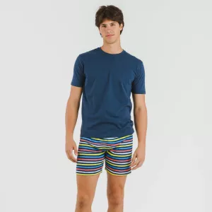 Pijama curto algodão homem Flax azul 2