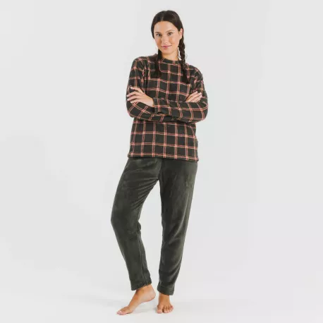 Pijama coral Cuadro Nelby verde caça