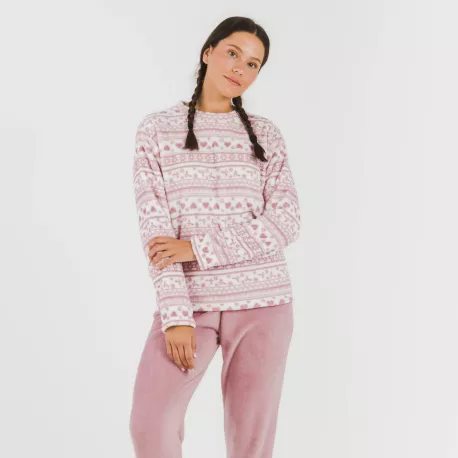 Pijama coral Candy malva rosa