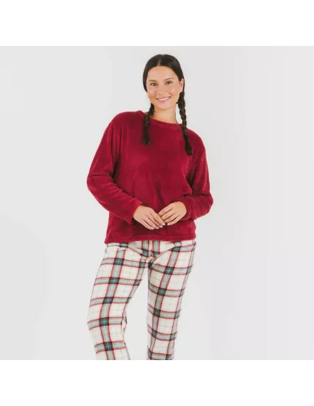 Pijama coral Cuadro Fiorile bordeaux Pijama coral Cuadro Fiorile bordeaux