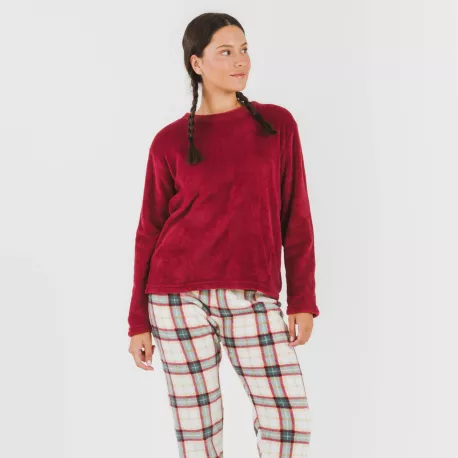 Pijama coral Cuadro Fiorile bordeaux