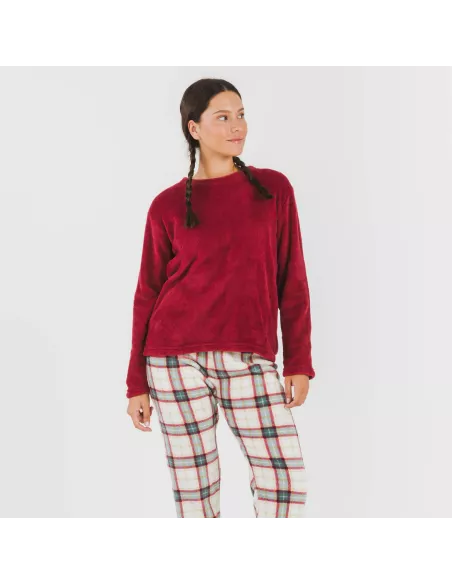 Pijama coral Cuadro Fiorile bordeaux Pijama coral Cuadro Fiorile bordeaux