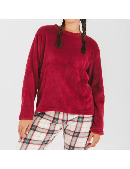 Pijama coral Cuadro Fiorile bordeaux Pijama coral Cuadro Fiorile bordeaux