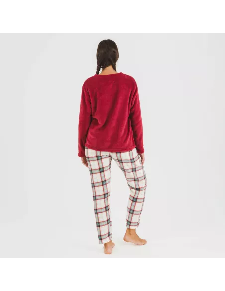 Pijama coral Cuadro Fiorile bordeaux Pijama coral Cuadro Fiorile bordeaux