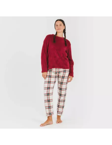 Pijama coral Cuadro Fiorile bordeaux Pijama coral Cuadro Fiorile bordeaux