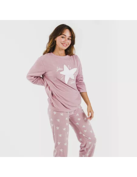 Pijama polar Iconic malva rosa Pijama polar Iconic malva rosa