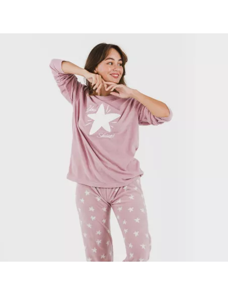 Pijama polar Iconic malva rosa Pijama polar Iconic malva rosa