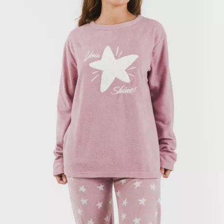 Pijama polar Iconic malva rosa