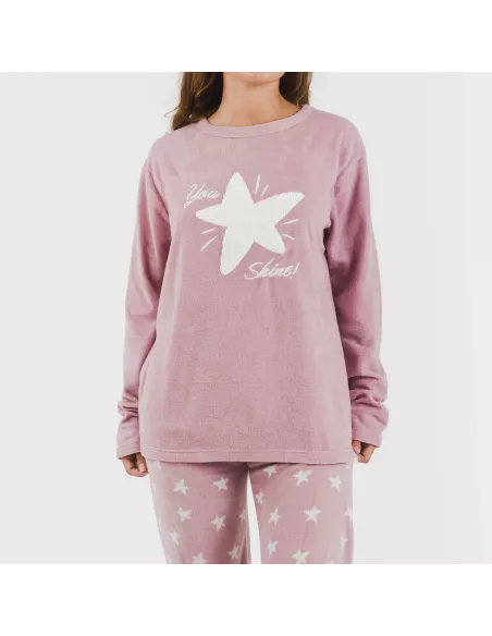 Pijama polar Iconic malva rosa Pijama polar Iconic malva rosa
