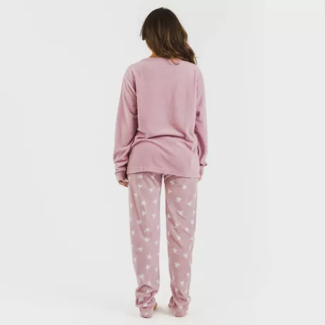 Pijama polar Iconic malva rosa