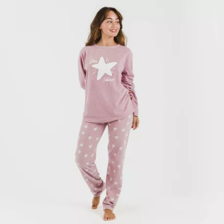 Pijama polar Iconic malva rosa