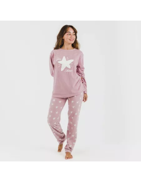 Pijama polar Iconic malva rosa Pijama polar Iconic malva rosa