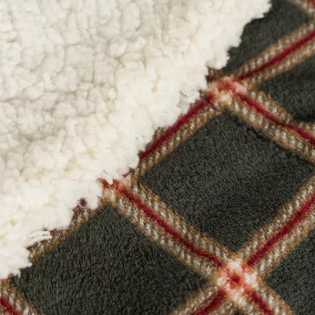 Manta sherpa Cuadro Nelby verde caça