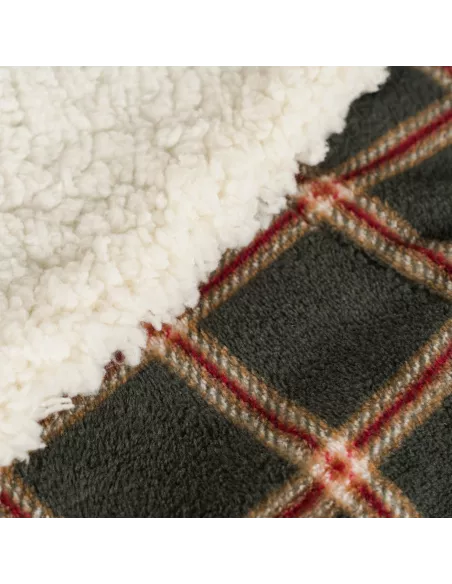 Manta sherpa Cuadro Nelby verde caça