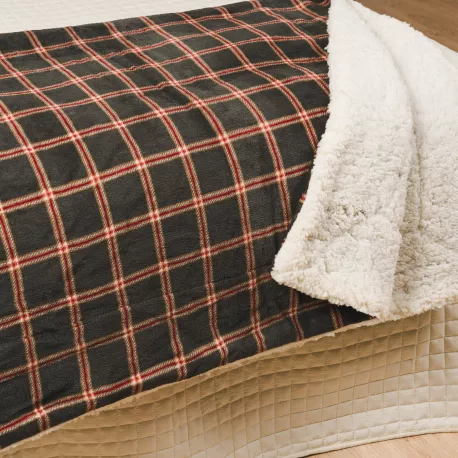 Manta sherpa Cuadro Nelby verde caça