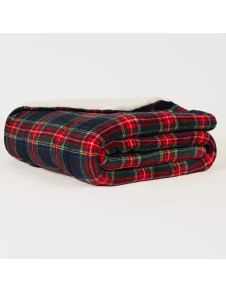 Manta sherpa Cuadro Jairo azul marinho