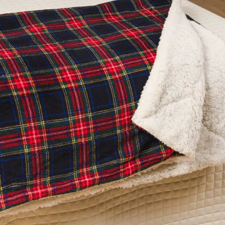 Manta sherpa Cuadro Jairo azul marinho