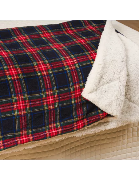 Manta sherpa Cuadro Jairo azul marinho