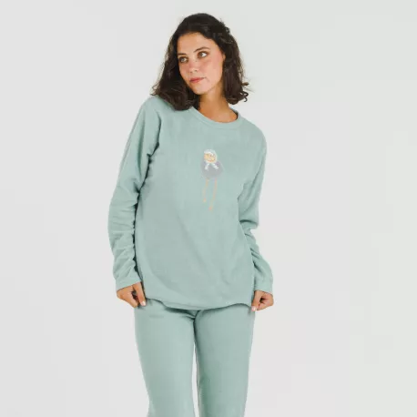 Pijama polar Frosty verde tiffany