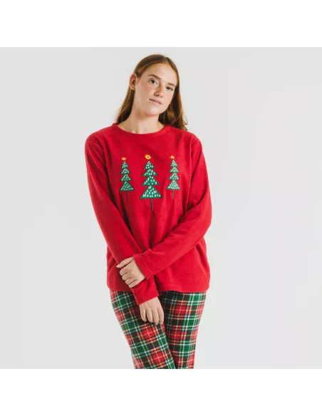 Pijama polar Cuadro Aros bordeaux