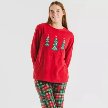 Pijama polar Cuadro Aros bordeaux