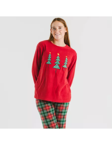 Pijama polar Cuadro Aros bordeaux