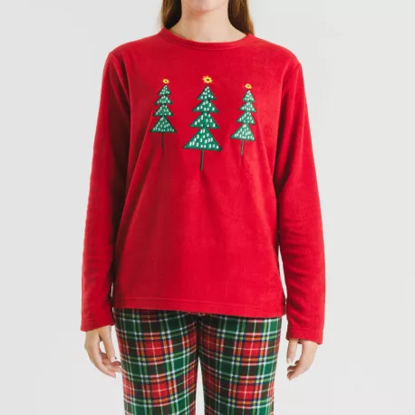 Pijama polar Cuadro Aros bordeaux