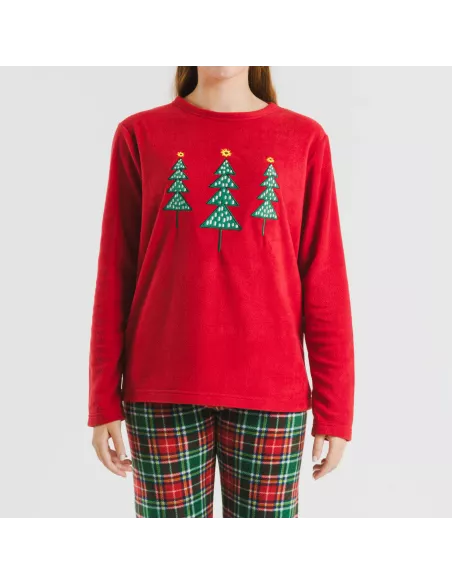 Pijama polar Cuadro Aros bordeaux