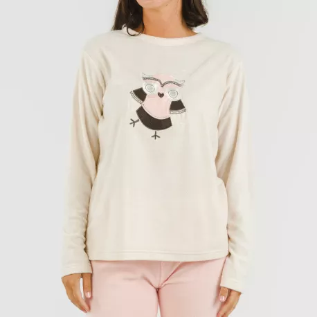 Pijama polar Buho rosa palo