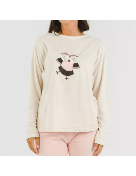 Pijama polar Buho rosa palo