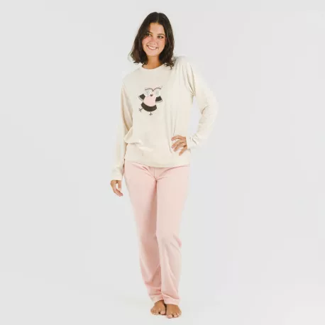 Pijama polar Buho rosa palo