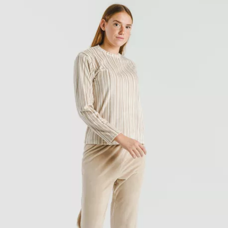 Pijama veludo Raya Oli bege