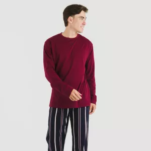Pijama algodão homem Lucio bordeaux 2