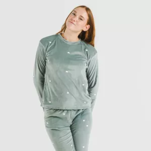 Pijama veludo Hearts verde menta 2