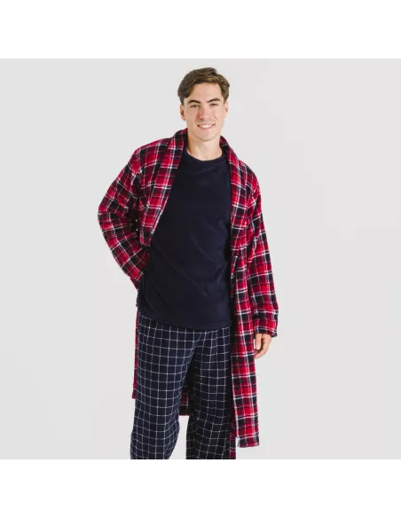 Roupão coral homem Cuadro Cocoro azul marinho