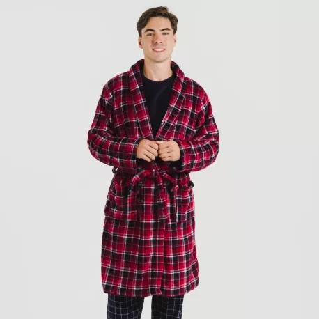 Roupão coral homem Cuadro Cocoro azul marinho