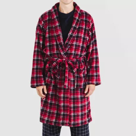 Roupão coral homem Cuadro Cocoro azul marinho