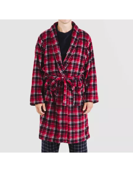 Roupão coral homem Cuadro Cocoro azul marinho