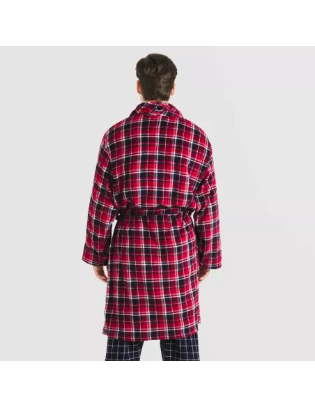 Roupão coral homem Cuadro Cocoro azul marinho