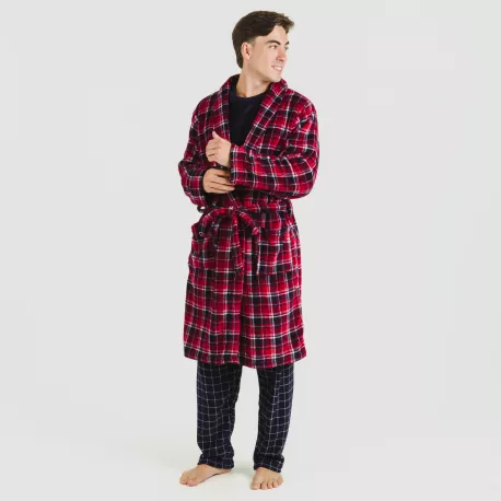 Roupão coral homem Cuadro Cocoro azul marinho