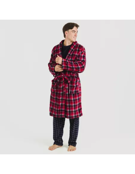 Roupão coral homem Cuadro Cocoro azul marinho