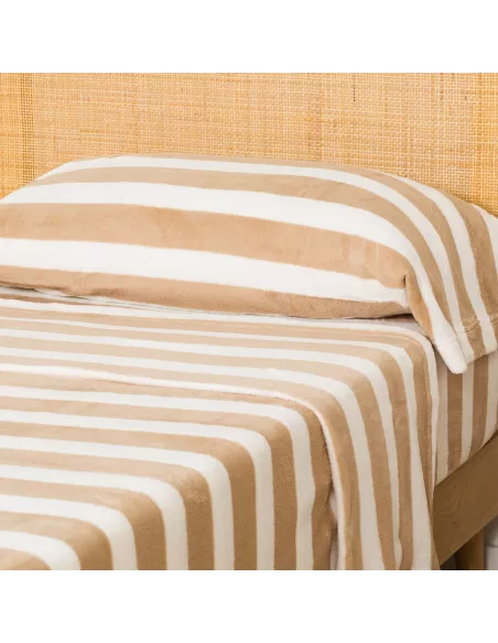 Jogo de lençóis veludo Raya Vinia arena