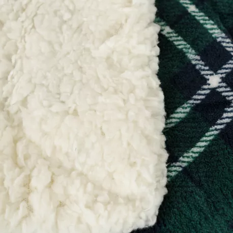 Manta sherpa Cuadro Ruz azul marinho