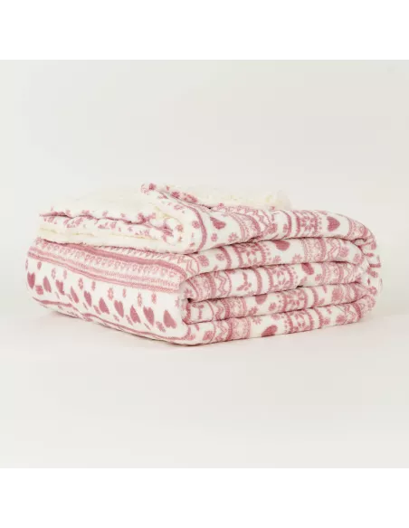 Manta sherpa Candy malva rosa