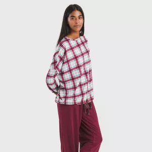 Pijama comprido Secret mujer Cuadro Dalis bordeaux 2