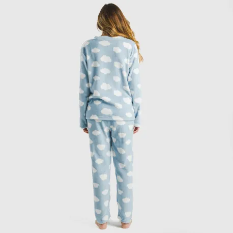 Pijama coral Nubecita azul celeste