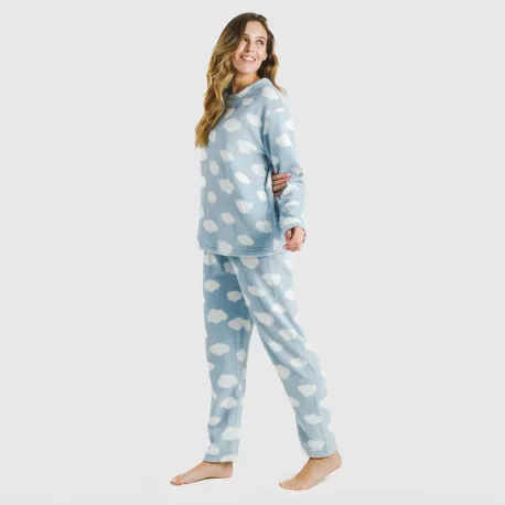 Pijama coral Nubecita azul celeste